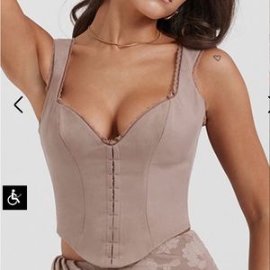 House of CB ‘Robyn’ Mushroom Lace Trim Corset [Small]